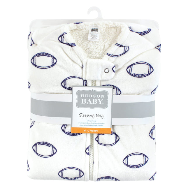 Gigoteuse, sac de couchage ou couverture Hudson Baby unisexe en vison avec intérieur Sherpa, motif Football, 0-6 mois