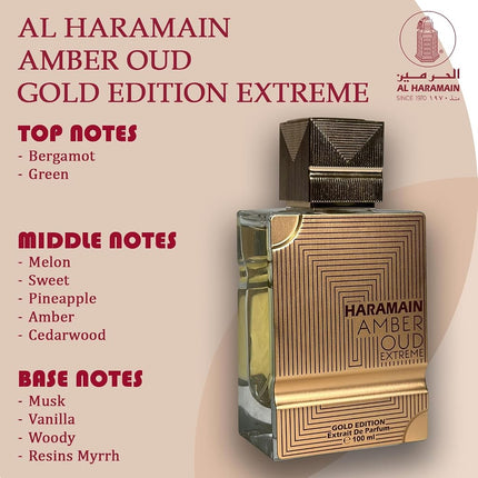Amber Oud - Gold Edition Extreme by Al Haramain for Unisex - 3.4 oz Extrait De Parfum Spray