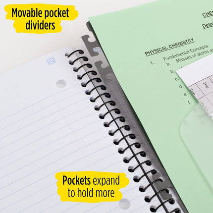 Five Star Spiral Notebook + Study App, 5 Subject, College Ruled Paper, Advance Notebook with Spiral Guard, Movable Tabbed Dividers and Expanding Pockets, 8-1/2" x 11", 200 Sheets, White (73154)