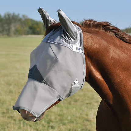 Cashel Crusader Fly Mask Long Nose with Ears (Grey, Yearling)
