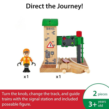 BRIO World Train Signal Station – Wooden Railway Accessory for Kids Age 3 Years and Up, Signal Box Add-On, Compatible with BRIO Railway Sets, Preschool Learning Toy, Gift for Boys & Girls