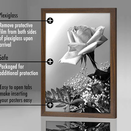 Americanflat 12x18 Poster Frame with Polished Plexiglass - Wide Picture Frames Made of Engineered Wood for Vertical or Horizontal Wall Display - Epic Collection - Mahogany