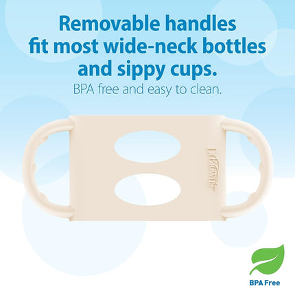 Dr. Brown’s Milestones Wide-Neck Transitional Sippy Bottle with Silicone Handles, 9oz 6m+ Light Pink and Ecru 2-Pack