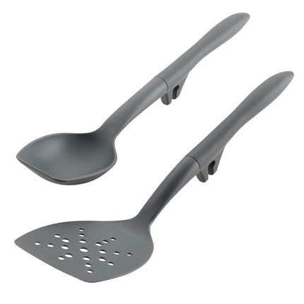 Rachael Ray 47654 2-Piece Lazy Tool Nylon Slotted Turner Set, Gray