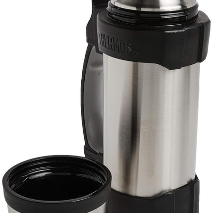 Thermos The Rock Vacuum Insulated 1 Liter Beverage Bottle, Stainless Steel/Black, 1.1 Quart (2510TRI2)