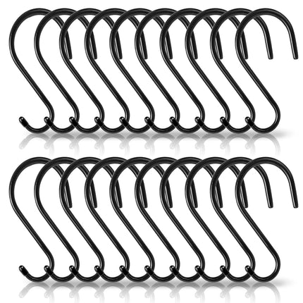 Antimbee 20 Pack Heavy Duty S Hooks, 5.5 inch Large S Hooks for Hanging Plants, Black S Hook for Kitchen, Garage, Work Shop, Bathroom, Garden