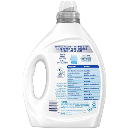 all Sensitive Fresh Liquid Laundry Detergent, Hypoallergenic Spring Breeze Scent & Free of Dyes, Gentle for Sensitive Skin, 82.5 oz, 110 Loads, HE Compatible
