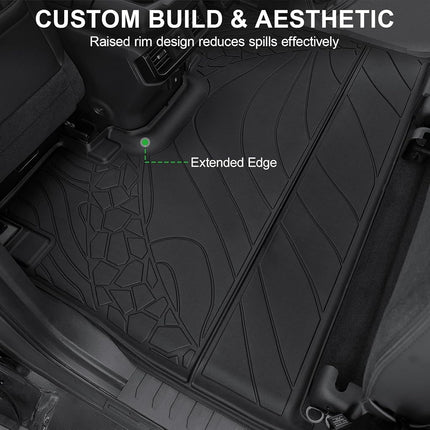 LUMWAY Car Floor Mats for Ford F-150 2015-2025 | F150 Lightning 2022-2025 SuperCrew (Rear w/o Fold Flat Storage) w/Carpet All Weather TPE Black Truck Liners Front & 2nd Row Door Protector Accessories
