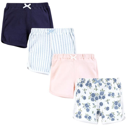 Hudson Baby Short Bébé Fille Lot de 4, Rose Bleu, 0-3 Mois