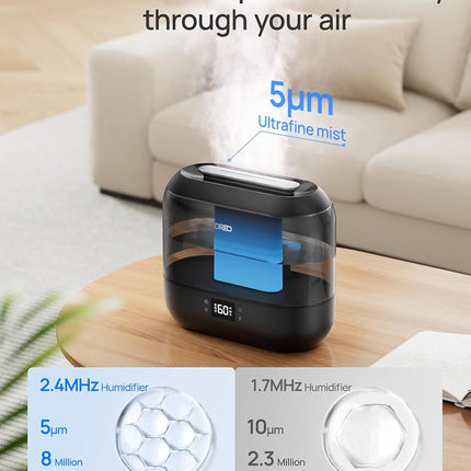 DREO Smart Humidifiers for Bedroom, Top Fill 4L Supersized Humidifier Large Room with 28 dB, 36H Runtime, Touch/APP/Voice Control, Nightlight, Cool Mist Humidifiers for Baby, Plants, Indoor, Ebony