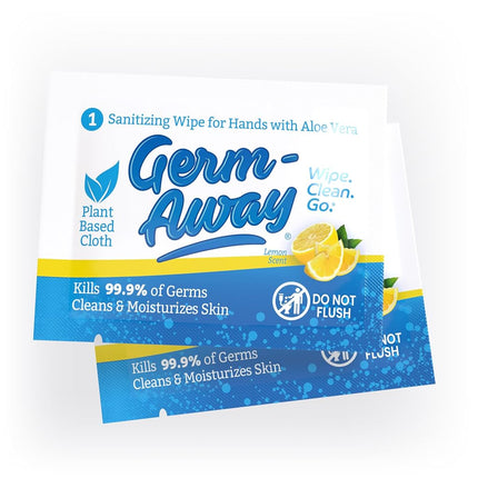 Germ-Away Large Antibacterial Hand Wipes Individually Wrapped Wipes, Travel Size Hand Sanitzer Wipes with Aloe in Dispenser Box, 100 ct Lemon Scent (100 wipes) (Pack of 1)