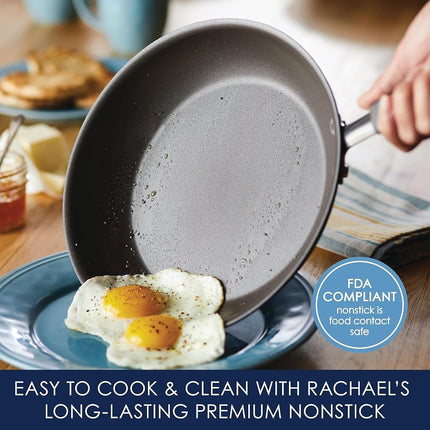 Rachael Ray - 16802 Juego de ollas y sartenes antiadherentes Rachael Ray Cucina, 12 piezas, Gris Sal Marina