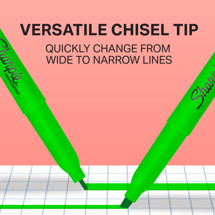 Sharpie Pocket Style Highlighters, Chisel Tip, Assorted Fluorescent, (Pack of 36, 432 Count Total)