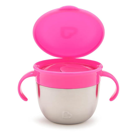 Munchkin� Snack+� Stainless Steel Snack Catcher Cup with Lid, 9 Ounce, Pink, 1 Pack