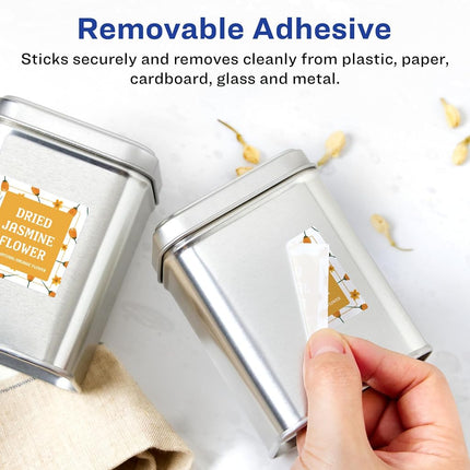 Etiquetas cuadradas removibles Avery blancas mate con tecnología Sure Feed, impresión hasta el borde, 3/4" x 3/4", 4000 etiquetas removibles, etiquetas imprimibles con láser/inyección de tinta