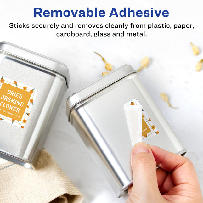 Avery Matte White Removable Square Labels with Sure Feed Technology, Print-to-The-Edge, 3/4" x 3/4", 4,000 Removable Labels, Laser/Inkjet Printable Labels