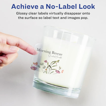 Avery Glossy Clear Arched Square Labels with Sure Feed, 2" x 2-3/16", 600 Glossy Clear Labels, Print-to-The-Edge, Laser/Inkjet Printable Labels