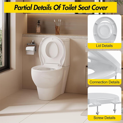 Round Toilet Seat with Toddler Seat – PP Quick Release Potty Training Toilet Seat Cover, White 2-in-1 Design for Children & Adult Toilets