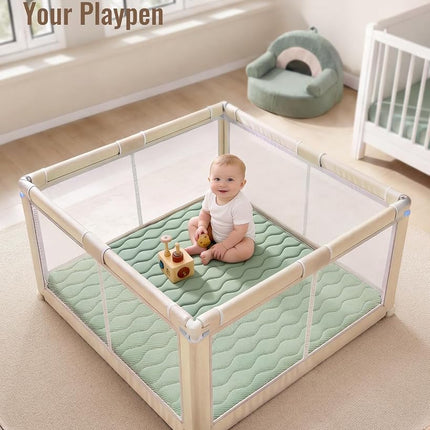 Blissful Diary Baby Play Mats for Floor, 127×127cm Crawling Mat, Thicken Soft Padding Foam Playmats for Babies and Toddlers Infants, Foldable and Machine Washable, Sage Green