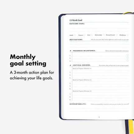 BestSelf Self Journal 13-Week Productivity Journal with Prompts, Undated Planner and Guided Journal for Women and Men, Grey Mist