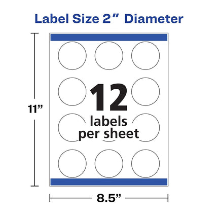 Avery 2" Glossy White Round Labels, Sure Feed, Full Bleed -Print to The Edge, 120 Thank You Labels (22807)