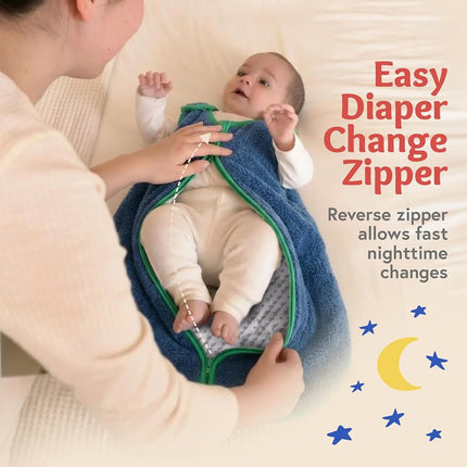 baby deedee Sleep Nest Teddy Baby Sleeping Bag, Gray Bubble Gum, Medium (6-18 Month)