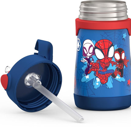THERMOS Vacuum Insulated Stainless Steel 10oz Straw Bottle, Spidey and His Amazing