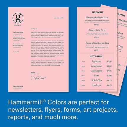 Hammermill Colored Paper, 20 lb Pink Printer Paper, 8.5 x 11-10 Ream (5,000 Sheets) - Made in The USA, Pastel Paper, 103382C