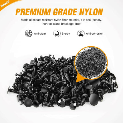 GOOACC 240PCS Bumper Retainer Clips Car Plastic Rivets Fasteners Push Retainer Kit Most Popular Sizes Auto Push Pin Rivets Set