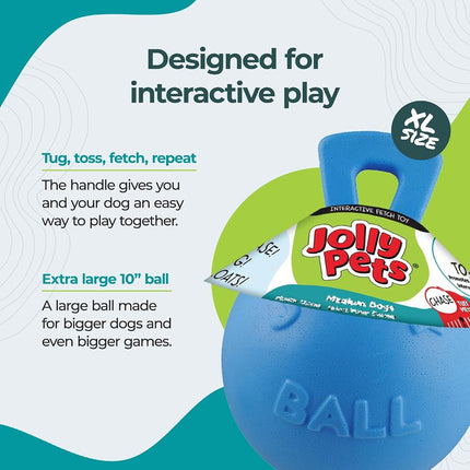 Jolly Pets Tug-n-Toss Dog Toy, 25 cm, Light Blue, Red