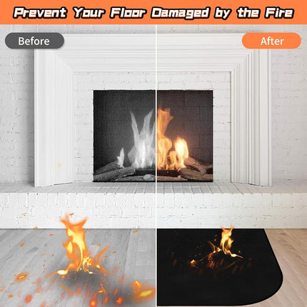 Fireplace Mat, Hearth Rug Fireproof, Fireplace Floor Mat, Fireproof Rug for Fireplaces and Woodstoves,Fire Resistant Fireplace Rug, D Shaped, Size 40" x24"