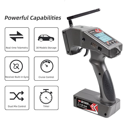 Radiolink RC6GS V3 New 7 Channels RC Transmitter and Gyro Receiver R7FG, Voltage Telemetry, 2.4Ghz Surface Radio Controller for RC Crawler, Drifting, Bash, Buggy Cars, and Boats