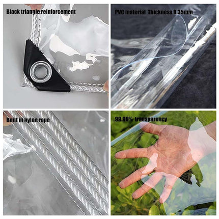 GQZGGXX Canopies Tarps Clear PVC Waterproof Cloth Tear Resistance Waterproof 0.35mm Vinyl Transparent Awning Canopy Patio Enclosure,Anti-Aging Insulation Soft Glass Tarpaulin (6' x 8')