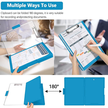 SFLHHDM Clipboard with Storage,Heavy Duty Clip Boards 8.5x11 with 2 Storage Case,Clear Visible Panel Storage Clipboards,Side Opening Nursing Clipboard Folder for Office Supplies (Royal Blue)