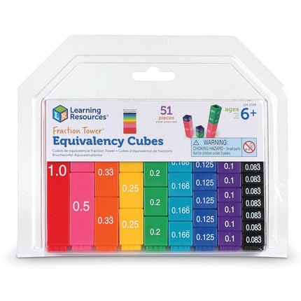 Learning Resources Fraction Tower Equivalency Cubes, Ages 6+, Maths Learning Toys for Kids, Visual Fractions Set with Decimals & Percentages, 51 Pieces