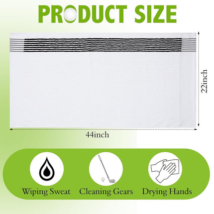 Buryeah 2 Pieces Golf Towel 22 x 44 Inch Cotton Golf Caddy Towel Camping Large for Caddies Golfers Tour Players Club with Stripe, 2 Colors(White, Gray)