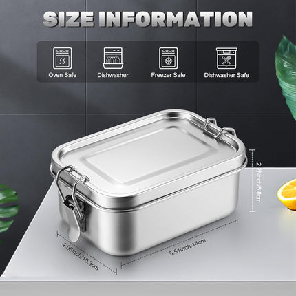 Umigy 12 Pcs Stainless Steel Food Containers 550/850/1400/2400 ml Metal Bento Lunch Box Stainless Steel Food Storage Containers, Lockable Clips to Leak Proof, Reusable Dishwasher Snack Boxes for Work