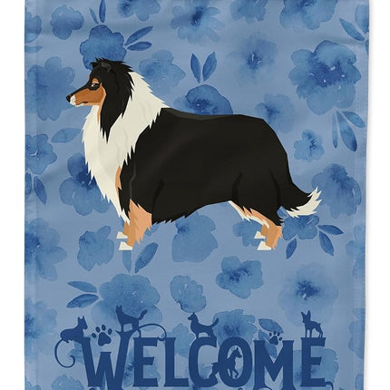 Caroline's Treasures CK6236GF Collie Welcome Garden Flag, Mailbox Flag or Decorative Yard Flag Banner Outside Patio Artwork for your Yard or Flower Beds,