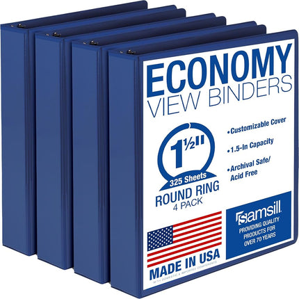 SaSamsill 1.5 Inch 3 Ring Binders, Made in USA, Ec