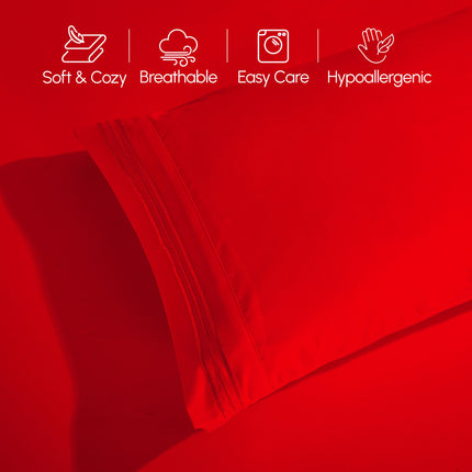 Elegant Comfort 4-Piece Bed Sheet Set - Luxury Bedding 1500 Premium Hotel Quality Microfiber, All Around Elastic 18-24 Inches Deep Fitted Sheet- Extra Deep Pocket Sheets, King, Red