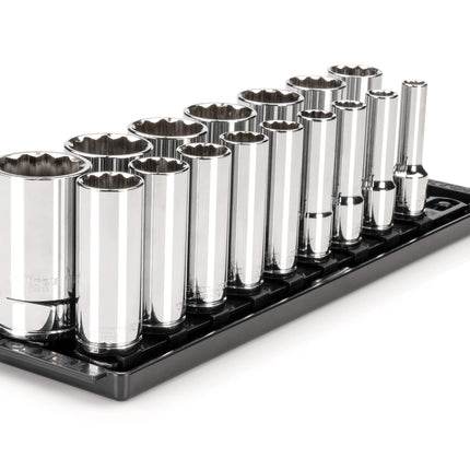 TEKTON 1/2 Inch Drive Deep 12-Point Socket Set wit