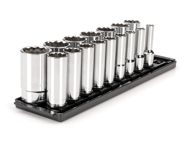 TEKTON 1/2 Inch Drive Deep 12-Point Socket Set wit