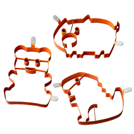 Blackstone 5251 9 Piece Pancake Art Kit Four 8 Oz Squeeze Bottles, Two 16 Oz Squeeze Bottles, 3 Animal Shaped Pancake Molds (Dinosaur, Bear and Pig) - Cooking Accessory Shapers for Kids and Adults