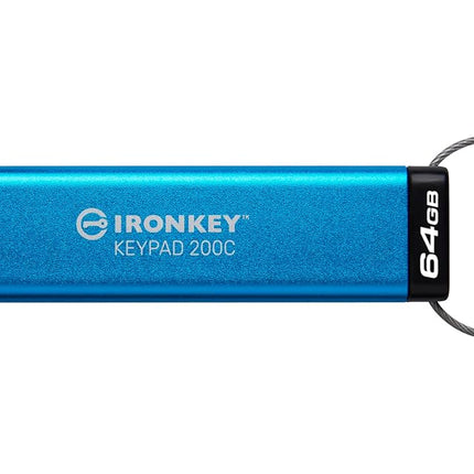 Kingston IronKey Keypad 200C Type-C hardware-encrypted USB Flash Drive FIPS 140-3 Level 3 (Pending) with XTS-AES 256-bit Hardware Encryption -IKKP200C/64GB