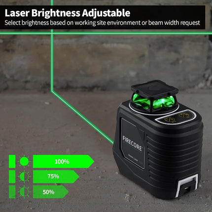 Firecore 360° Laser Level with Tripod, 30m Self Leveling Laser Level Green Cross Line Laser Leveler Tool for Picture Hanging Wall Tile Floor Construction, 1.5m Compact Tripod & Carry Pouch Included