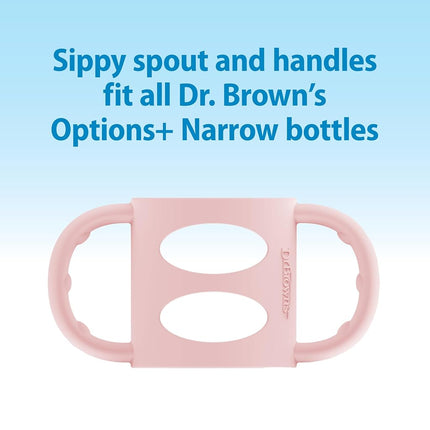 Dr. Brown’s Narrow Transitional Sippy Bottle with Silicone Handles 8oz 250mL Pink 1-Pack