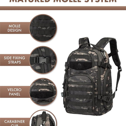 TRAILKICKER Tactical Laptop Backpack Military Backpack for Men Black Tactical Bag Backpack, Tac0006camo, Modern