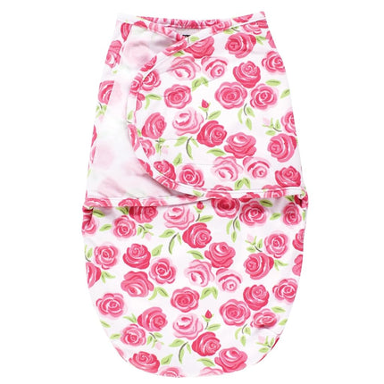 Hudson Baby Unisex Baby Plush Faux Fur Swaddle Wrap, Pink Roses, 0-3 Months