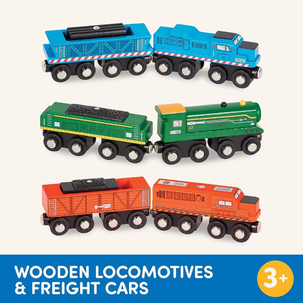 Battat Classic Trains Wooden Train Cars, Magnetic 6-Piece Set, Vehicles