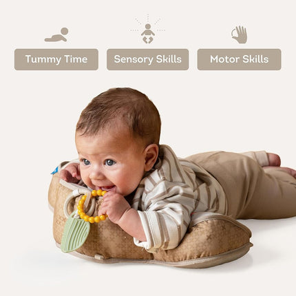 Taf Toys Bear Tummy Time Cushion for Babies 0-6 Months - Soft for Infant Tummy Time Development with Teether & Rattle for Baby - Newborn Gift